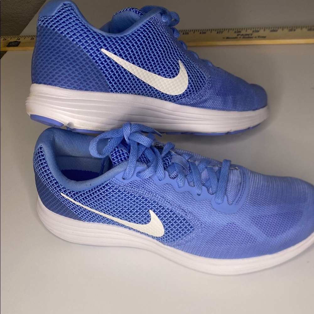 Nike Blue Mesh Running Sneakers with White Swoosh
